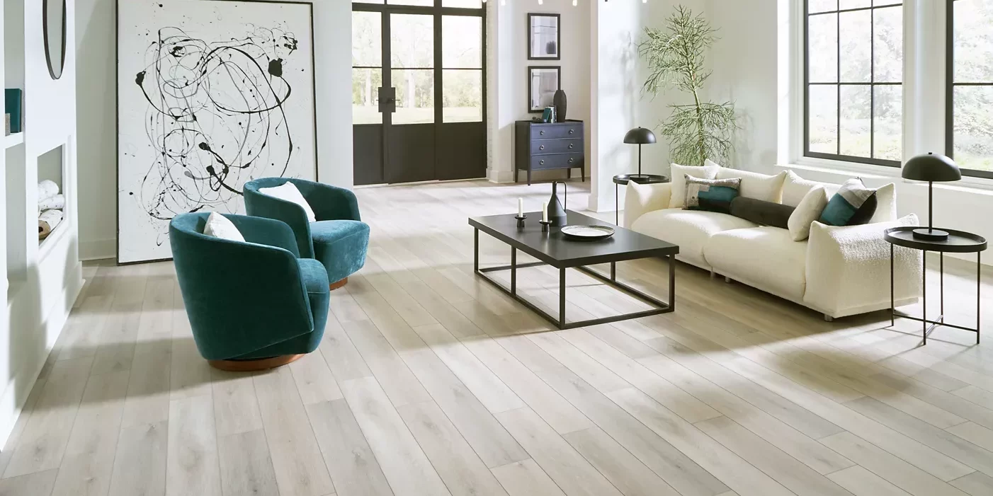 Teal couches in living room